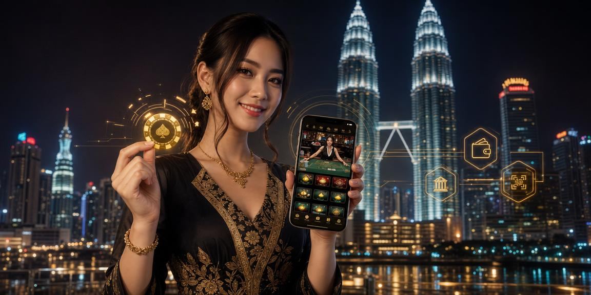 Pemain menggunakan aplikasi mudah alih kasino di Kuala Lumpur